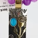12kt Gold Filled and .925 Sterling Silver Handmade Rose Navajo Purple Agate Native American Necklace 370964523508