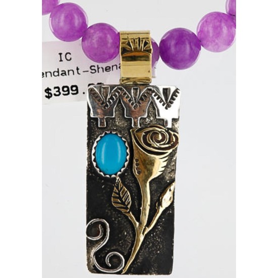 12kt Gold Filled and .925 Sterling Silver Handmade Rose Certified Authentic Navajo Purple Agate Native American Necklace 370964523508