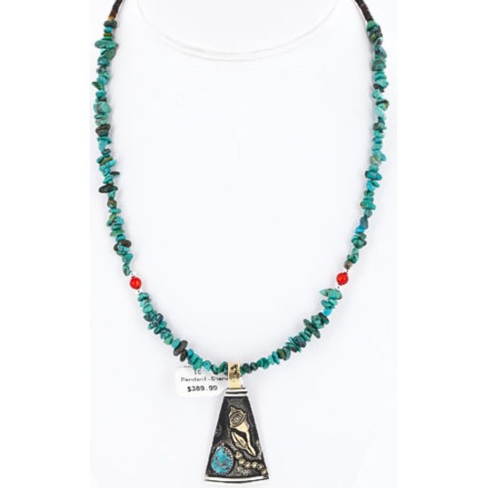 12kt Gold Filled and .925 Sterling Silver Handmade Rose Certified Authentic Navajo Turquoise Native American Necklace 371047910070