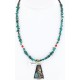 12kt Gold Filled and .925 Sterling Silver Handmade Rose Certified Authentic Navajo Turquoise Native American Necklace 371047910070