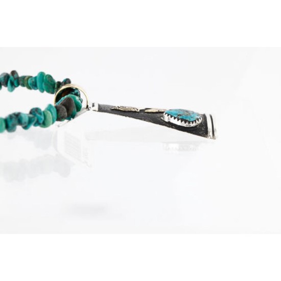 12kt Gold Filled and .925 Sterling Silver Handmade Rose Certified Authentic Navajo Turquoise Native American Necklace 371047910070