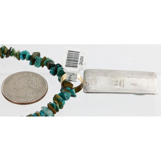 12kt Gold Filled and .925 Sterling Silver HANDMADE Rose Certified Authentic Navajo Turquoise Native American Necklace 371114645560