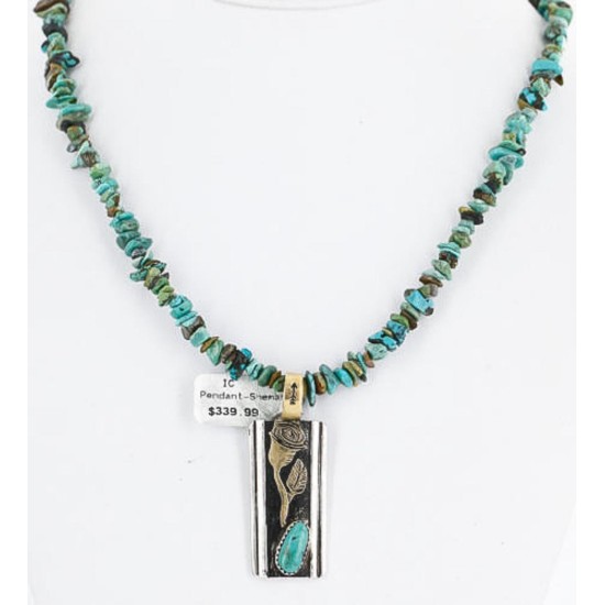 12kt Gold Filled and .925 Sterling Silver HANDMADE Rose Certified Authentic Navajo Turquoise Native American Necklace 371114645560