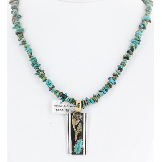 12kt Gold Filled and .925 Sterling Silver HANDMADE Rose Certified Authentic Navajo Turquoise Native American Necklace 371114645560