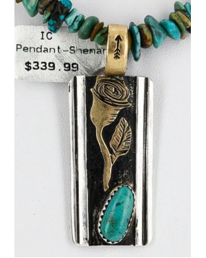 12kt Gold Filled and .925 Sterling Silver HANDMADE Rose Certified Authentic Navajo Turquoise Native American Necklace 371114645560