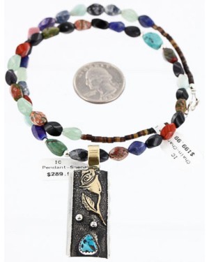 12kt Gold Filled and .925 Sterling Silver Handmade Rose Certified Authentic Navajo Turquoise Native American Necklace 390784295279