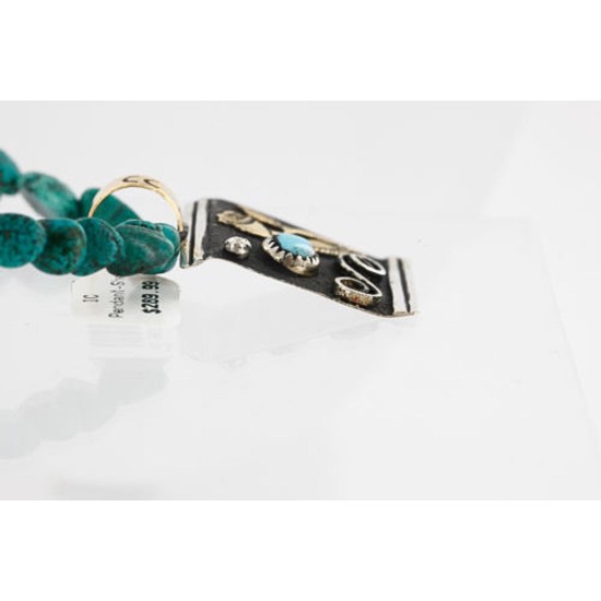 12kt Gold Filled and .925 Sterling Silver Handmade Rose Certified Authentic Navajo Turquoise Native American Necklace 390789490052