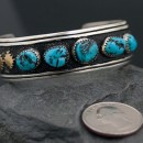 12kt Gold Filled and .925 Sterling Silver Handmade Star Certified Authentic Navajo Turquoise Native American Bracelet 370915686318