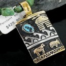 12kt Gold Filled and .925 Sterling Silver Handmade Storyteller Certified Authentic Navajo Turquoise Native American Necklace 370903533016