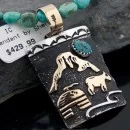 12kt Gold Filled and .925 Sterling Silver Handmade Storyteller Navajo Turquoise Native American Necklace 390645852716