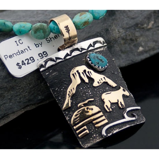 12kt Gold Filled and .925 Sterling Silver Handmade Storyteller Certified Authentic Navajo Turquoise Native American Necklace 390645852716 12kt Gold Filled and .925 Sterling Silver Handmade Storyteller Certified Authentic Navajo Turquoise Native American Necklace 390645852716