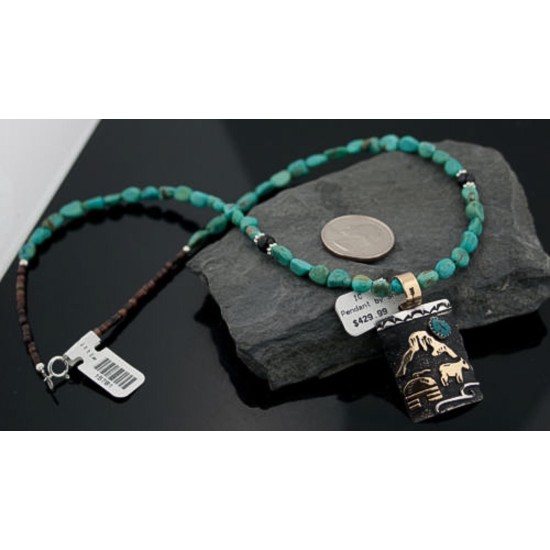12kt Gold Filled and .925 Sterling Silver Handmade Storyteller Certified Authentic Navajo Turquoise Native American Necklace 390645852716 12kt Gold Filled and .925 Sterling Silver Handmade Storyteller Certified Authentic Navajo Turquoise Native American Necklace 390645852716