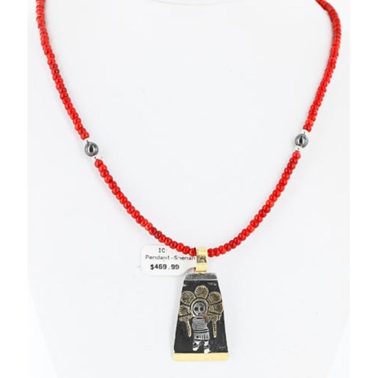 12kt Gold Filled and .925 Sterling Silver HANDMADE SUN KACHINA Certified Authentic Navajo CORAL Native American Necklace 371104879629