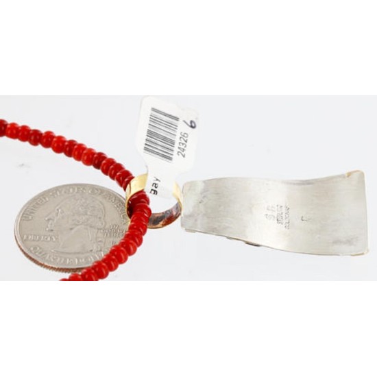 12kt Gold Filled and .925 Sterling Silver HANDMADE SUN KACHINA Certified Authentic Navajo CORAL Native American Necklace 371104879629