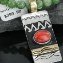 12kt Gold Filled and .925 Sterling Silver Handmade Wave Navajo SPINY OYSTER Native American Necklace 370954480768