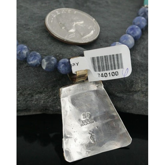 12kt Gold Filled and .925 Sterling Silver Handmade Wave Certified Authentic Navajo Turquoise Native American Necklace 370924708167