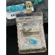 12kt Gold Filled and .925 Sterling Silver Handmade Wave Certified Authentic Navajo Turquoise Native American Necklace 370962526754