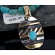 12kt Gold Filled and .925 Sterling Silver Handmade Wave Certified Authentic Navajo Turquoise Native American Necklace 390654545702
