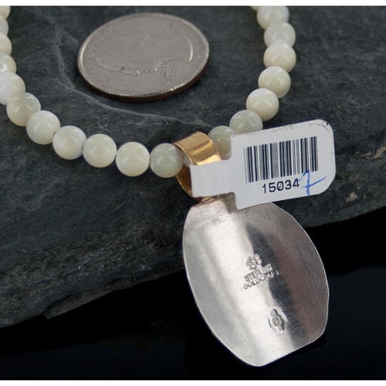 12kt Gold Filled and .925 Sterling Silver Handmade Wave Certified Authentic Navajo Turquoise Native American Necklace 390655155905