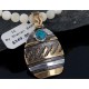 12kt Gold Filled and .925 Sterling Silver Handmade Wave Certified Authentic Navajo Turquoise Native American Necklace 390655155905