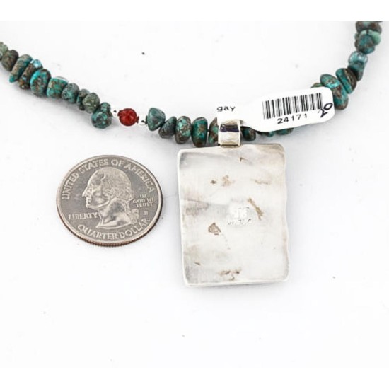 12kt Gold Filled and .925 Sterling Silver Handmade Wave Certified Authentic Navajo Turquoise Native American Necklace 390845668623