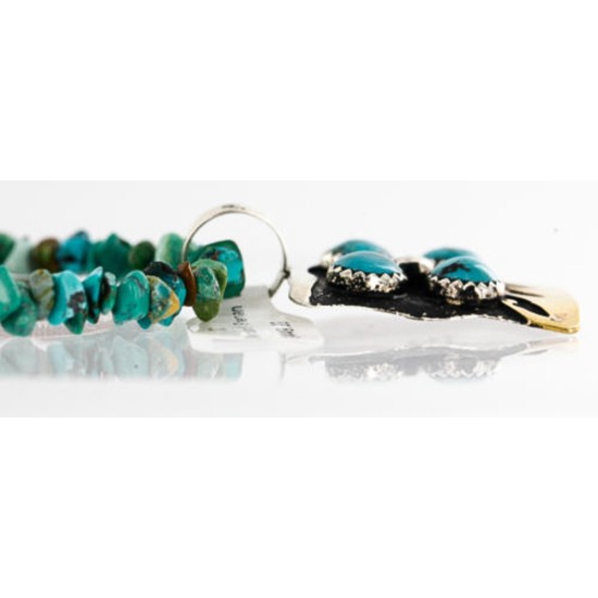 12kt Gold Filled and .925 Sterling Silver Handmade Wave Certified Authentic Navajo Turquoise Native American Necklace 390852222778