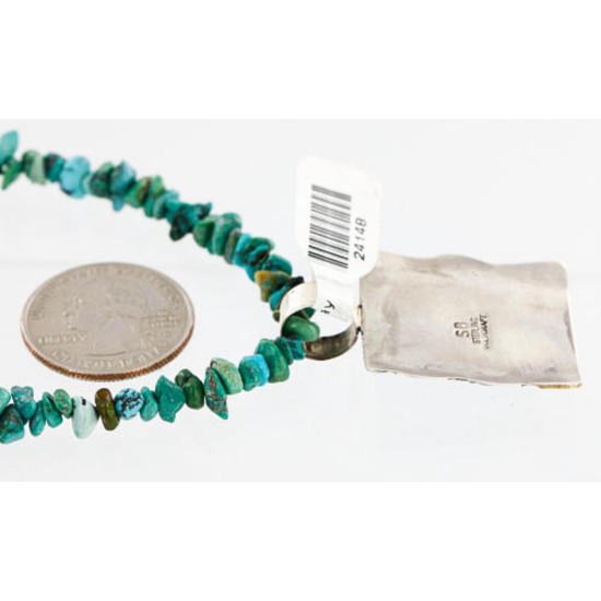 12kt Gold Filled and .925 Sterling Silver Handmade Wave Certified Authentic Navajo Turquoise Native American Necklace 390852222778