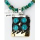 12kt Gold Filled and .925 Sterling Silver Handmade Wave Certified Authentic Navajo Turquoise Native American Necklace 390852222778