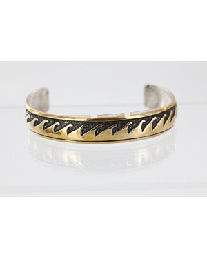 12kt Gold Filled and .925 Sterling Silver Handmade Wave Certified Authentic Shennen Navajo Native American Bracelet 390749732325