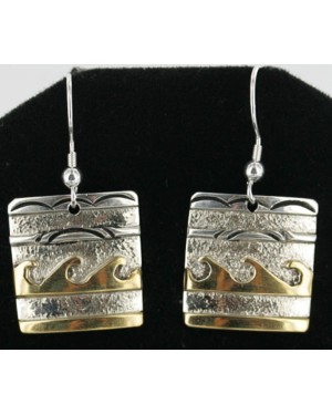 12kt Gold Filled and .925 Sterling Silver Handmade WAVES Certified Authentic Navajo Native American Earrings 370953615302