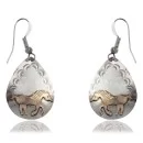12kt Gold Filled and .925 Sterling Silver Horse and Mountain Handmade Navajo Dangle Native American Earrings 24465