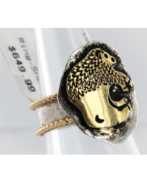 12kt Gold Filled and .925 Sterling Silver Real Handmade Certified Authentic Buffalo Navajo Native American Ring  390849053137