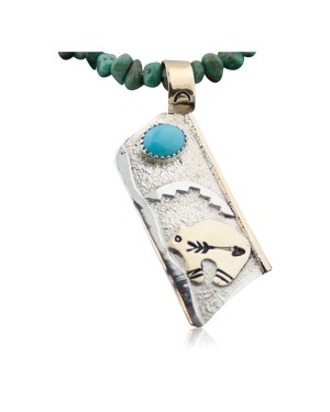 12kt Gold Filled Handmade Bear and Arrow Turquoise .925 Sterling Silver Certified Authentic Navajo Native American Necklace 390589603908