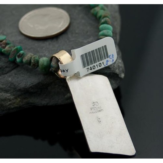 12kt Gold Filled Handmade Bear and Arrow Turquoise .925 Sterling Silver Certified Authentic Navajo Native American Necklace 390589603908