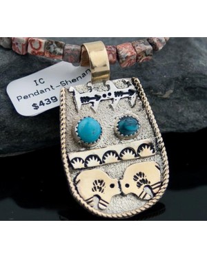 12kt Gold Filled Handmade Bear Turquoise .925 Sterling Silver Certified Authentic Navajo Native American Necklace 390603321286