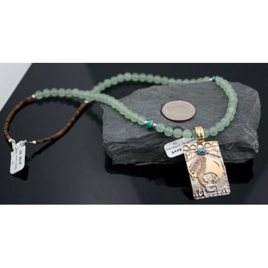 12kt Gold Filled Handmade Bear Turquoise .925 Sterling Silver Certified Authentic Navajo Native American Necklace 390605187240