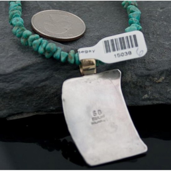 12kt Gold Filled, Handmade Bear Turquoise Spiny Oyster and .925 Sterling Silver Certified Authentic Navajo 386 Native American Necklace 370799144128