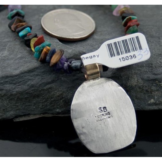 12kt Gold Filled Handmade Buffalo Turquoise .925 Sterling Silver Certified Authentic Navajo Native American Necklace 370801809503