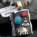 12kt Gold Filled Handmade Buffalo Turquoise .925 Sterling Silver Certified Authentic Navajo Native American Necklace 370812723033