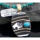 12kt Gold Filled Handmade Buffalo Turquoise .925 Sterling Silver Certified Authentic Navajo Native American Necklace 390587495460