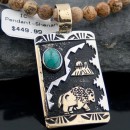 12kt Gold Filled Handmade Buffalo Turquoise .925 Sterling Silver Certified Authentic Navajo Native American Necklace 390593126021