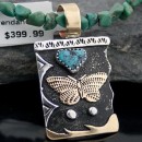 12kt Gold Filled Handmade Butterfly Turquoise .925 Sterling Silver Certified Authentic Navajo Native American Necklace 370817317371