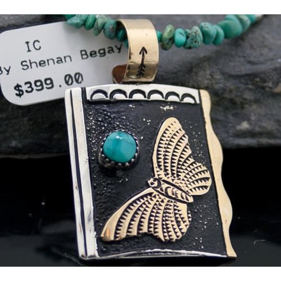 12kt Gold Filled Handmade Butterfly Turquoise .925 Sterling Silver Certified Authentic Navajo Native American Necklace 370834465457 12kt Gold Filled Handmade Butterfly Turquoise .925 Sterling Silver Certified Authentic Navajo Native American Necklace 370834465457