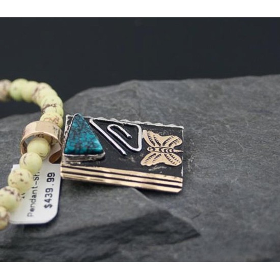 12kt Gold Filled Handmade Butterfly Turquoise .925 Sterling Silver Certified Authentic Navajo Native American Necklace 390589681824