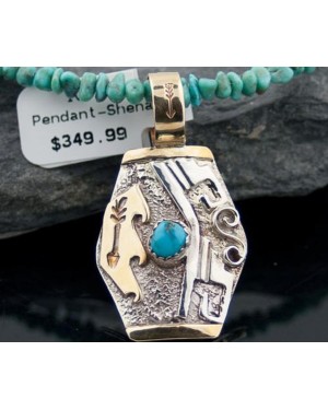 12kt Gold Filled Handmade Certified Authentic .925 Sterling Silver Navajo Natural Turquoise Native American Necklace 390612828678