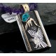 12kt Gold Filled Handmade Eagle Natural Turquoise .925 Sterling Silver Certified Authentic Navajo Native American Necklace 370842449540