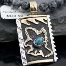12kt Gold Filled Handmade Eagle Natural Turquoise .925 Sterling Silver Navajo Native American Necklace 390611867852