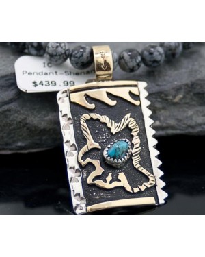 12kt Gold Filled Handmade Eagle Natural Turquoise .925 Sterling Silver Certified Authentic Navajo Native American Necklace 390611867852
