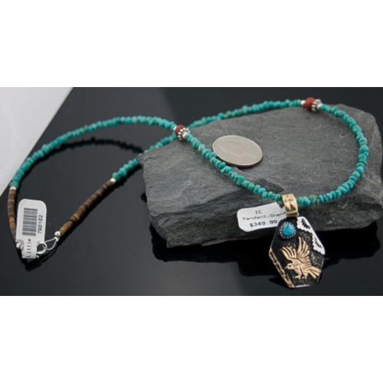 12kt Gold Filled Handmade Eagle Turquoise .925 Sterling Silver Certified Authentic Navajo Native American Necklace 390599158520