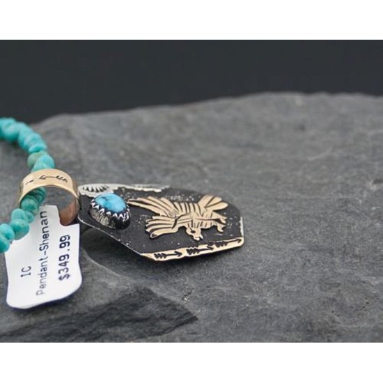12kt Gold Filled Handmade Eagle Turquoise .925 Sterling Silver Certified Authentic Navajo Native American Necklace 390599158520